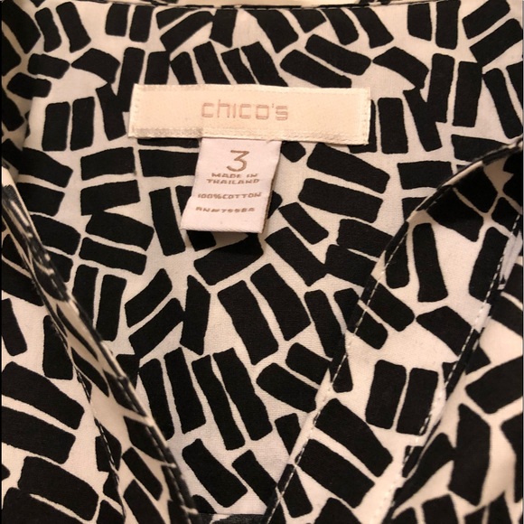 Chico’s no iron blouse. Black and white print - Picture 2 of 3